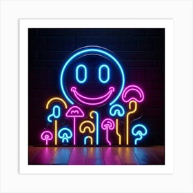 Smiley Face Neon Sign Art Print