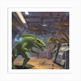 Dinosaurs In Space 1 Art Print