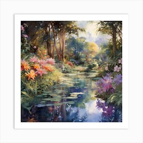 Blossoming Spring Along the French Lake Art Print