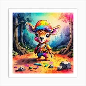 Deer In The Woods 100 Art Print