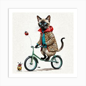 Kitty Bike Tall Art Print