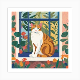 Matisse Inspired Open Window Cat Art Print 5 Art Print