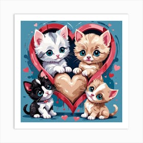 Valentine Kittens 2 Art Print