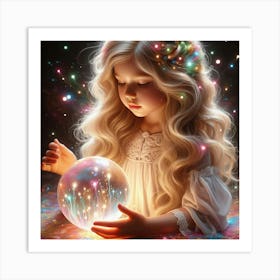 Little Girl Holding A Crystal Ball 4 Art Print