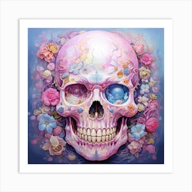 Skull With Flowers 12 Art Print