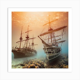 Sailing Ships In The Ocean Art Print