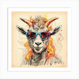 Goat With Sunglasses Art Print