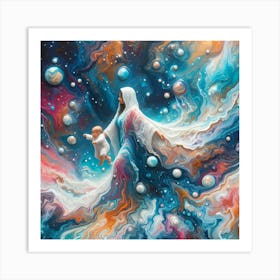 Tthe Guardian Angel And The Child Creative Float Color Paint Art Print