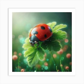 Ladybug On A Leaf 1 Art Print