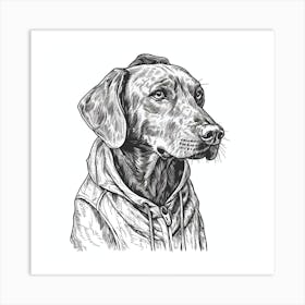 Dog In Hoodie Vector Illustration Art Print