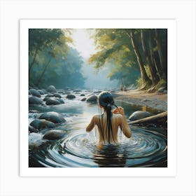 Girl In A River Art Print