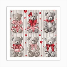 Valentine Teddy Bears Art Print