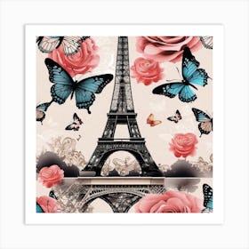 Paris Roses And Butterflies 22 Art Print