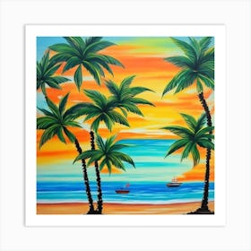 Sunset At The Beach 15 Art Print