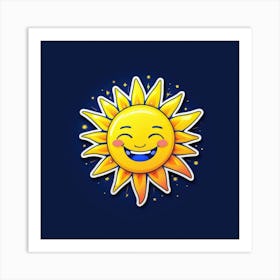 Lovely smiling sun on a blue gradient background 108 Art Print