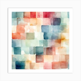 Watercolor Squares Art Print