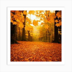 Firefly Autumn Leaves Forest Background 83626 Poster