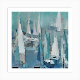 Sailboats In The Harbor 1 Art Print