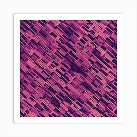 A Pattern Featuring Abstract Geometric Shapes With Edges Rustic Purple And Pink Flat Art, 110 Art Print