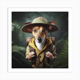 Dog As A Jungle Explorer Art Print