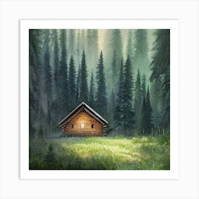 Cabin in the woods Art Print