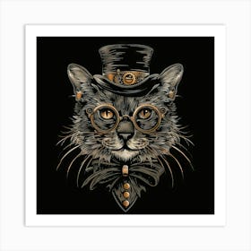 Steampunk Cat Art Print