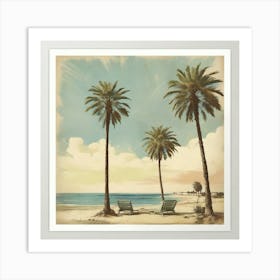 Palm Trees On The Beach Print Art Print