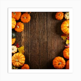 Assortment Of Vibrant Autumn Gourds And Pumpkins Thanksgiving Themed Scattered Artistically Across (6) Art Print