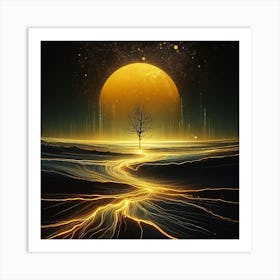 Tree In The moon Art Print