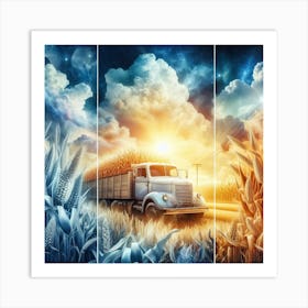 Sunset In The Wheat Field Art Print