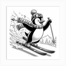 Penguin Skis Art Print