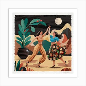 Two Women Dancing In The Desert 4 Art Print