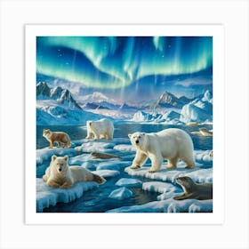 Polar Bears In The Arctic 1 Art Print