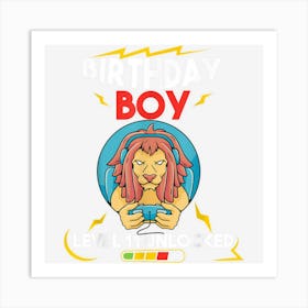 Birthday Boy Level 11 Unlocked Lion 11th Gamer Boys Bday Art Print