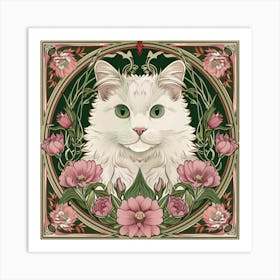 Cat With Flowers 10 Art Print