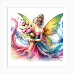 Fairy With Flowers Art Print