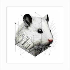 Hamster - Abstract Line Art Illustration 146 Art Print