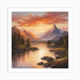 Sunset At The Lake Art Print