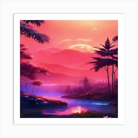 Sunset In The Mountains 31 Art Print