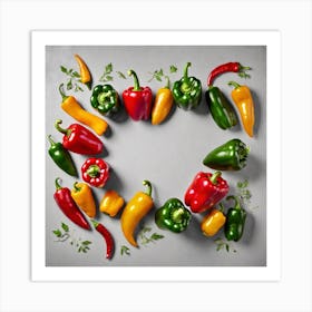 Peppers In A Heart Shape Art Print