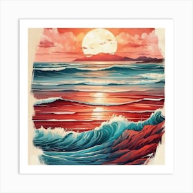 Sunset At The Beach Art Print