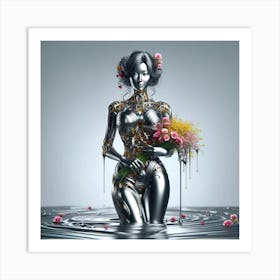 Robot Woman In Water Art Print