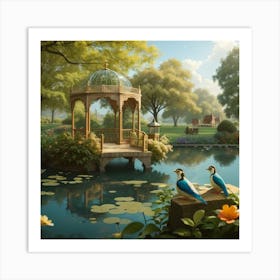 Pond And Gazebo Art Print