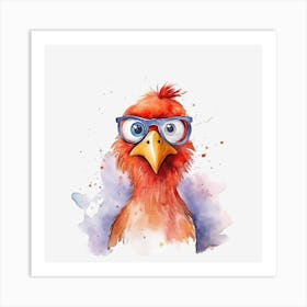 funny chicken portrait Art Print