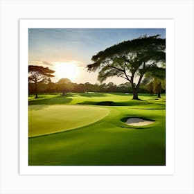 Golf Course At Sunset 1 Art Print