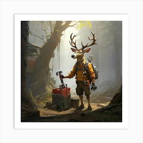 Deer In The Woods 60 Art Print