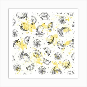 Lemons watercolor pattern Art Print