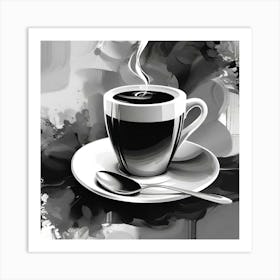 Black And White Coffee Cup Art Print