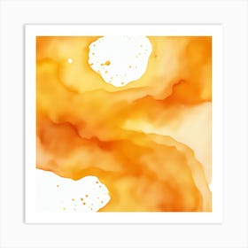 Beautiful orange yellow abstract background. Drawn, hand-painted aquarelle. Wet watercolor pattern. Artistic background with copy space for design. Vivid web banner. Liquid, flow, fluid effect. Art Print