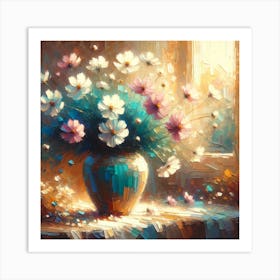 Cosmos Flowers In A Vase 12 Art Print